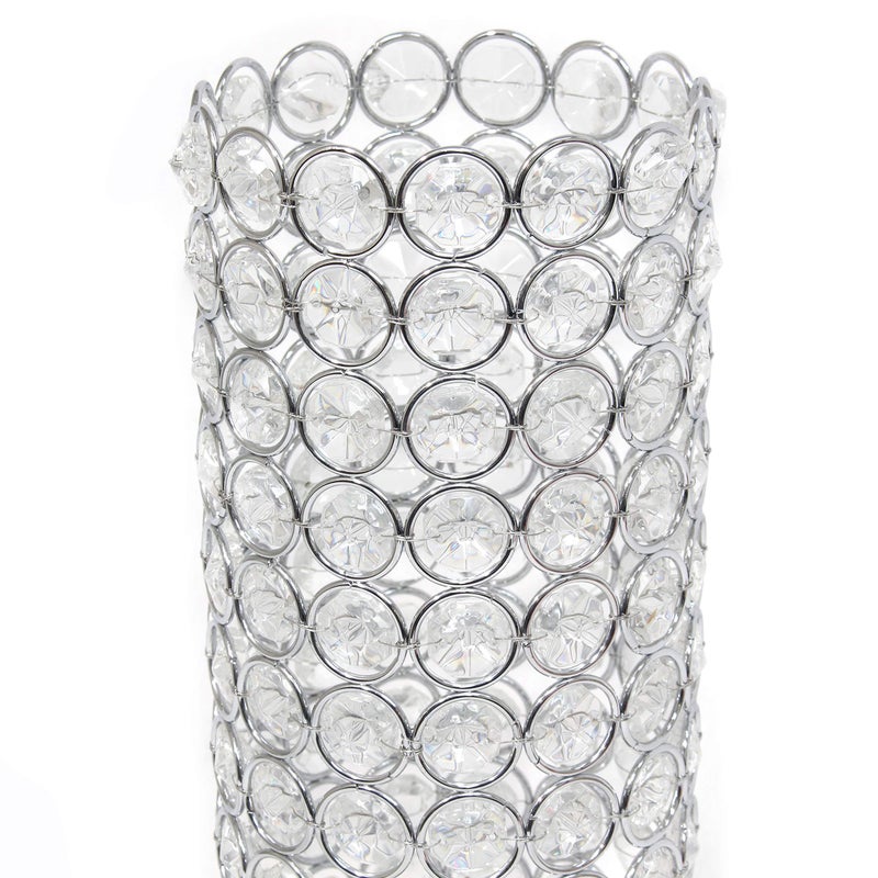 Elegant Designs HG1009-CHR Elipse Cylindrical Crystal Decorative Flower Vase, Candle Holder, Wedding Centerpiece, 11.25 Inch, Chrome - Image 4